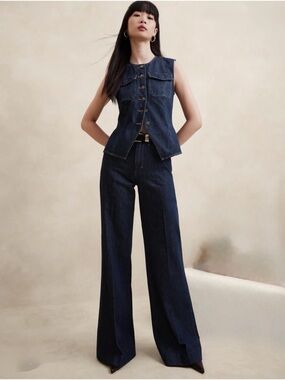 Banana Republic Navy Blue Denim Vest